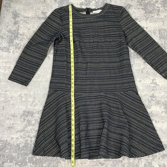 Loft Dress Geometric Drop Waist Flounce Black and White Career Sz M - Picture 8 of 13
